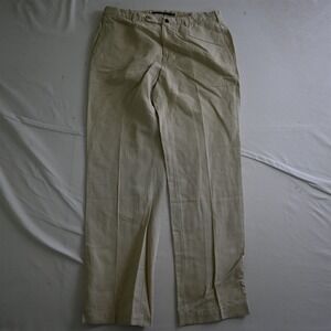 Incotex 34x32 Khaki‎ Slower Chinolino Linen Cotton Mens Chino Pants